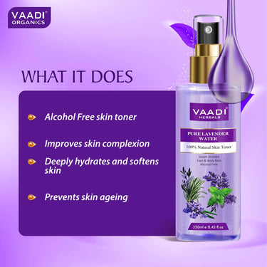 Vaadi Herbals Pvt Ltd Lavender Water -100% Natural & Pure Skin Toner, 250 ml